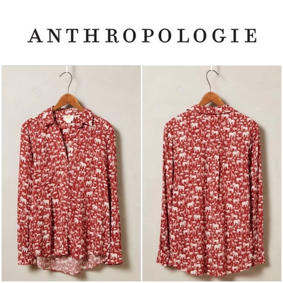 Anthropologie Tops - Anthropologie MAEVE • Casia Henley in Safari Print - Size 6